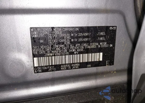 2022 Toyota Rav4 Hybrid Xle z USA, uszkodzony, nr VIN JTMRWRFV0ND150185